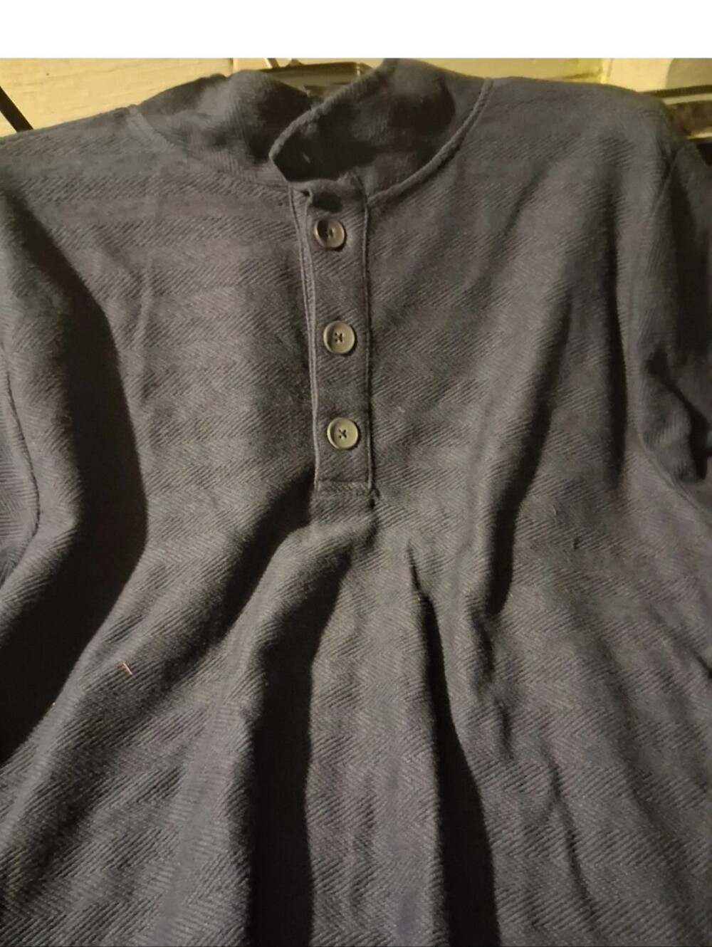 Men's Falls Creek  Navy Button Henley Sweater Xl